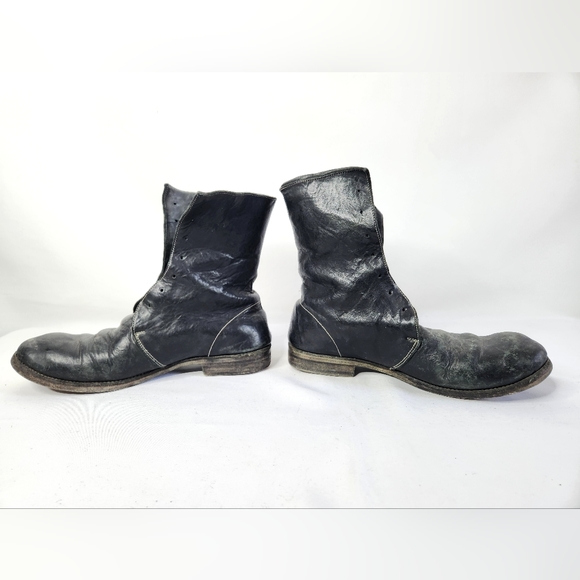 Lace Up Black Leather Boots Handmade Craftsmanship Vintage? Biker Men's 8.5 - Picture 6 of 9